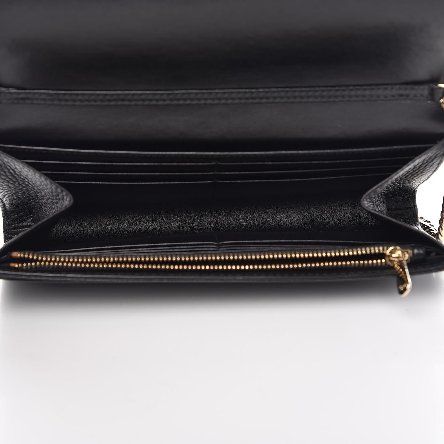 Grained Calfskin Diorama Croisiere Chain Wallet Black