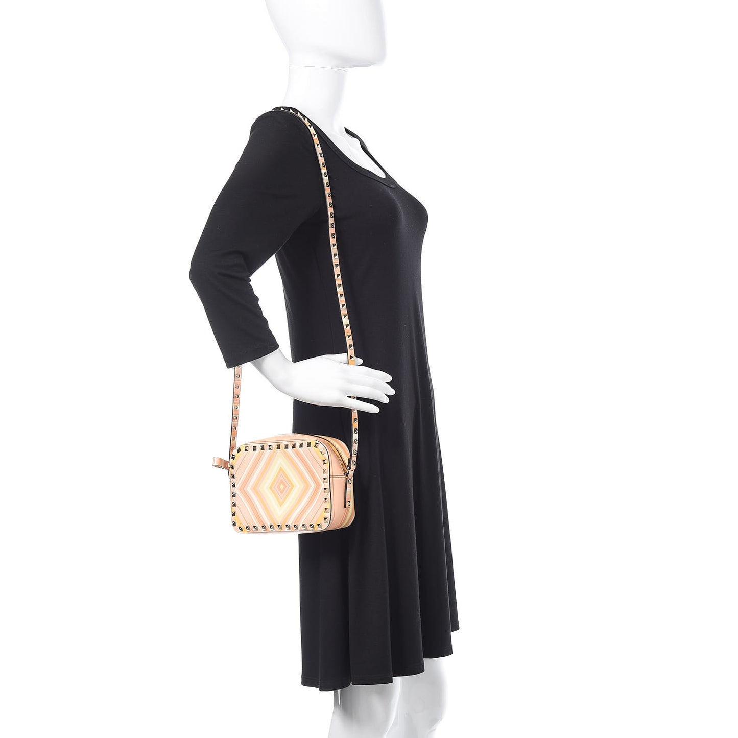 Vitello Native Couture 1975 Rockstud Camera Crossbody Bag Orange Multicolor