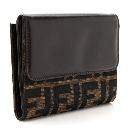Fendi Zucca Vitello Liberty FF Compact Wallet Tobacco Moro 2 of 8