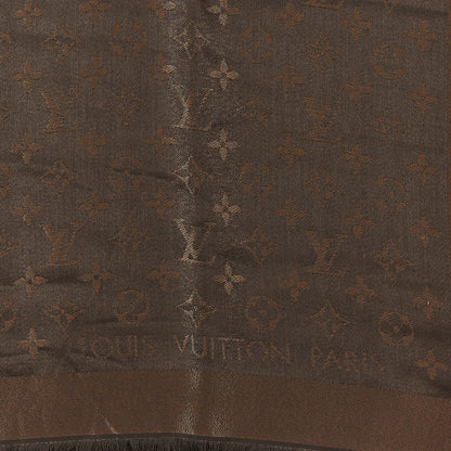 Louis Vuitton Silk Lurex Wool Monogram Shine Shawl Marron 3 of 3