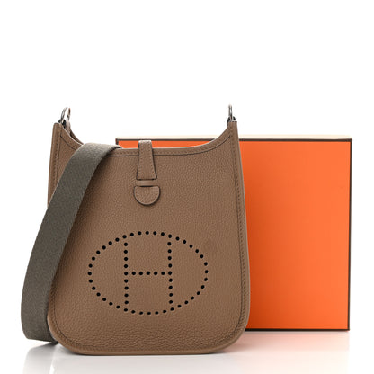 Hermes Taurillon Clemence Amazone Evelyne TPM Beige De Weimar Gris Etain 14 of 14