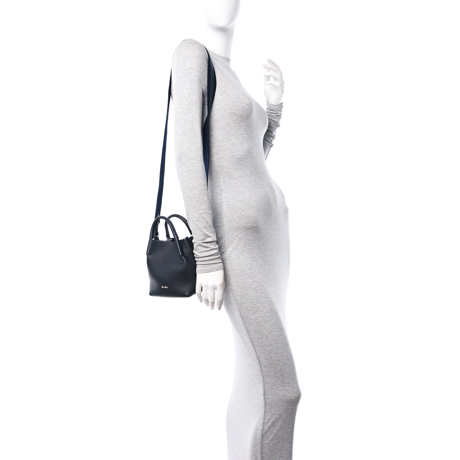 Loro Piana Grained Calfskin Micro Bale Bag Navy Blue 2 of 9