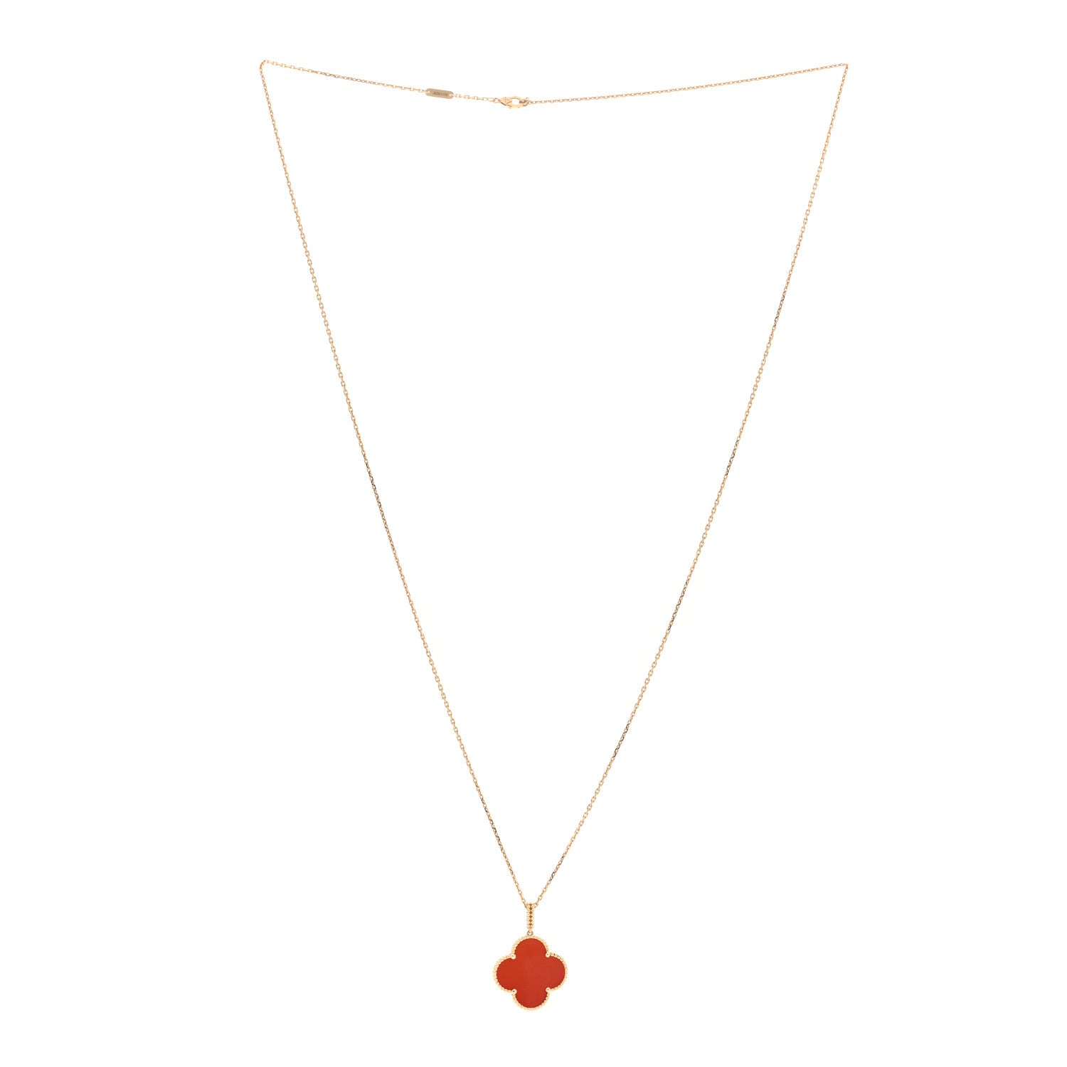 Van Cleef & Arpels 18K Yellow Gold Carnelian Magic Alhambra Long Necklace 3 of 4