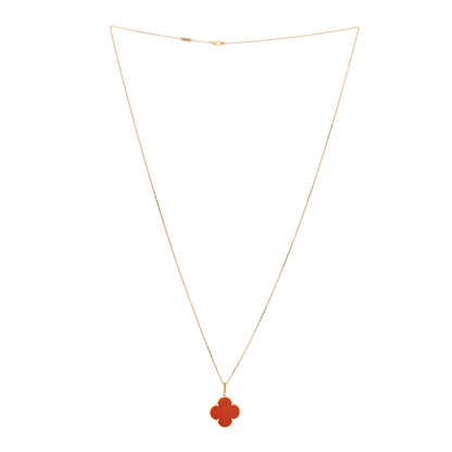 Van Cleef & Arpels 18K Yellow Gold Carnelian Magic Alhambra Long Necklace 3 of 4