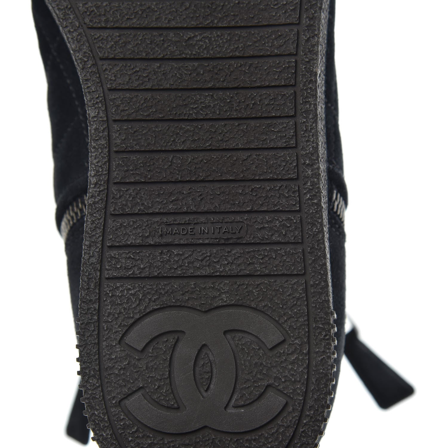 Chanel Suede Shearling Short Boots 37.5 Blue Marine Black 6 of 9