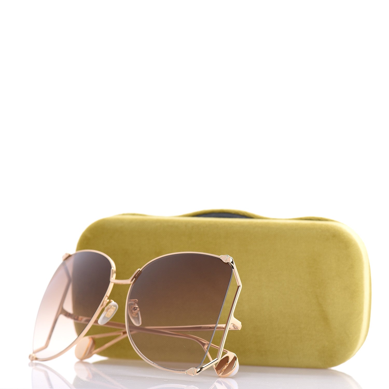 Gucci Oversized Round Sunglasses GG0252S Gold Brown 7 of 7