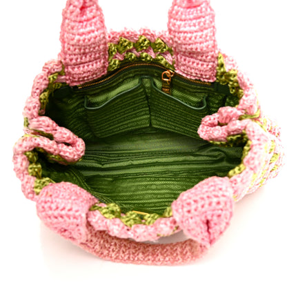 Prada Raffia Crochet Bi-Color Small Tote Prato Rosa 5 of 11