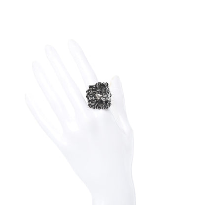 Gucci Palladium Lion Head Ring 10.5 Aged Silver 2 of 5