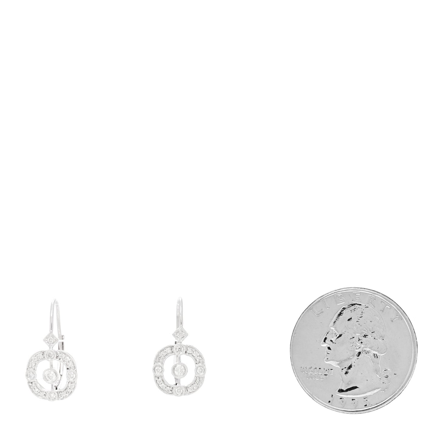 14K White Gold Diamond .30ctw Art Deco Drop Earrings