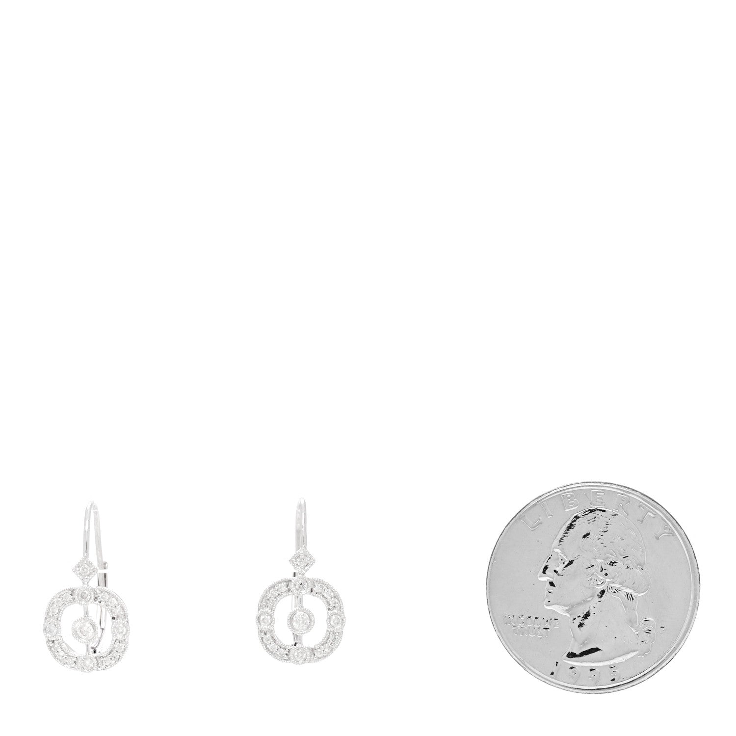 Parker & West by FASHIONPHILE 14K White Gold Diamond .30ctw Art Deco Drop Earrings 2 of 4