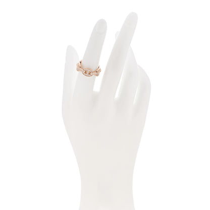 Hermes 18K Rose Gold Diamond PM d'Ancre Enchainee Ring 52 6 2 of 9