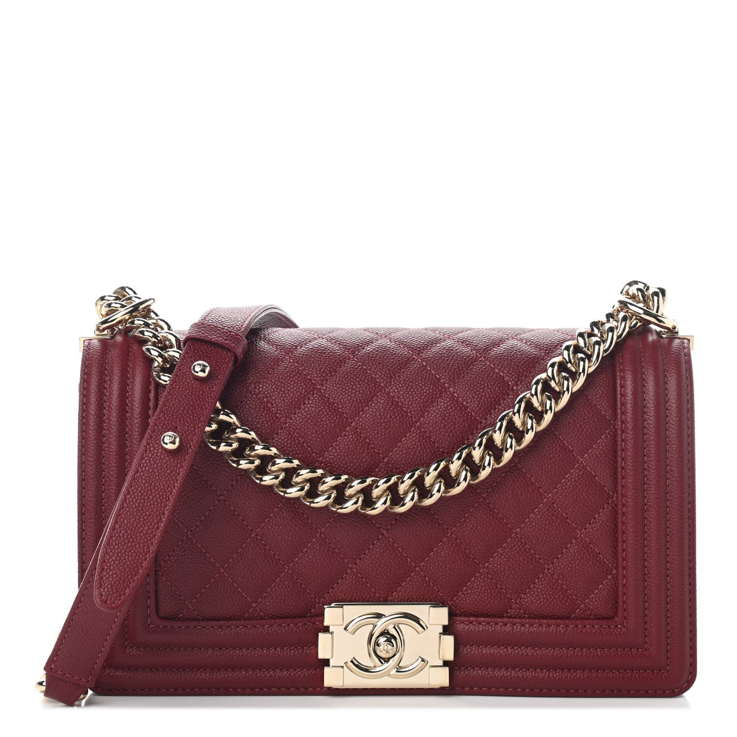 Caviar Quilted Medium Boy Flap Red