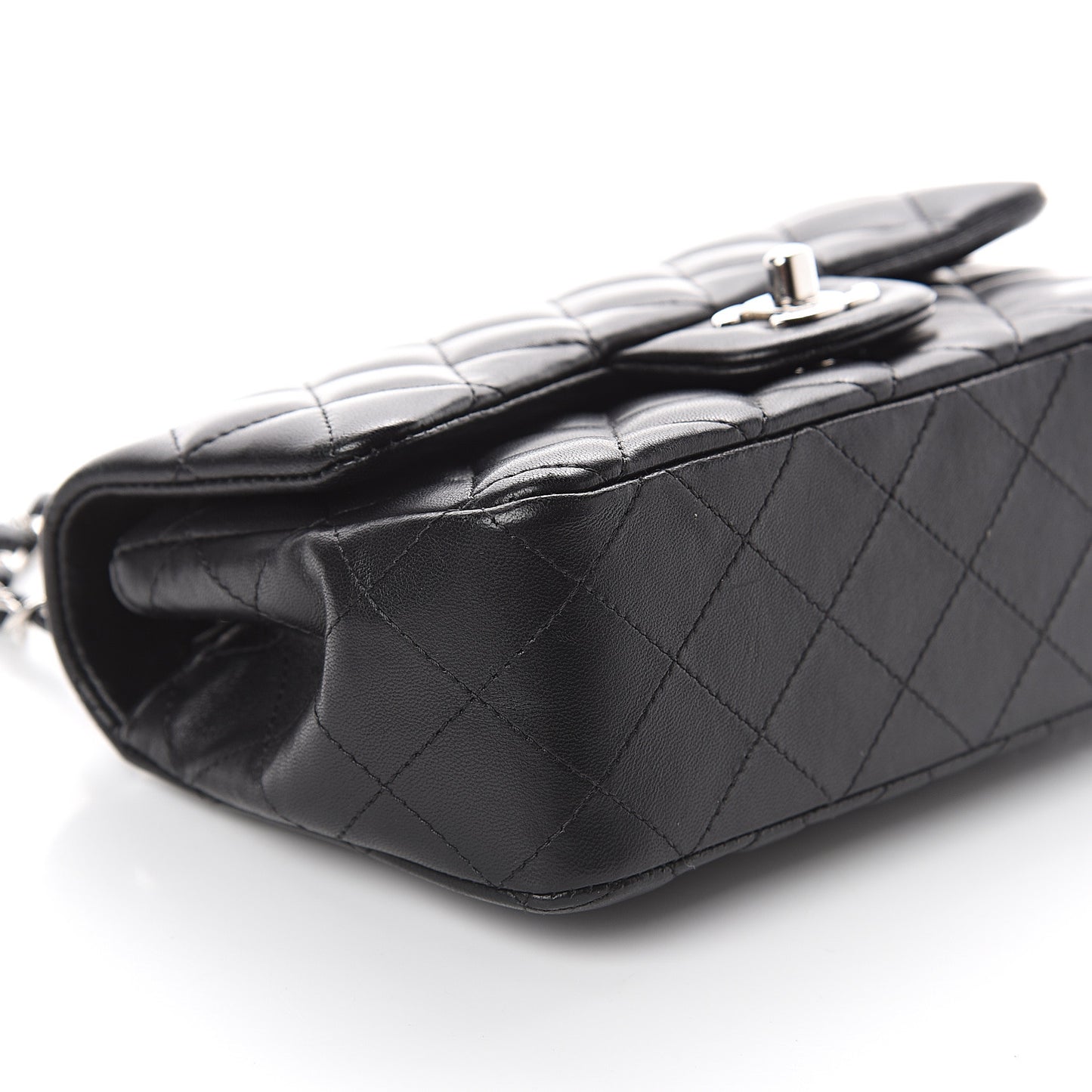 Lambskin Quilted Mini Rectangular Flap Black