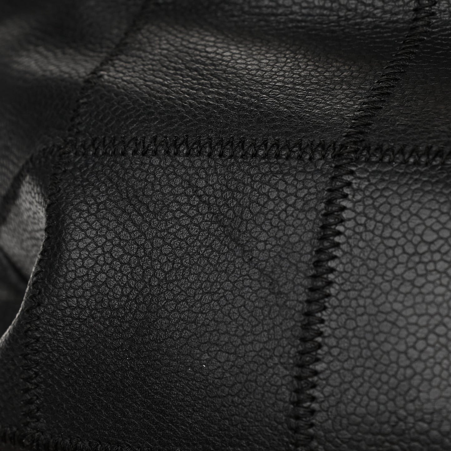 Caviar Square Stitched Large Tote Black