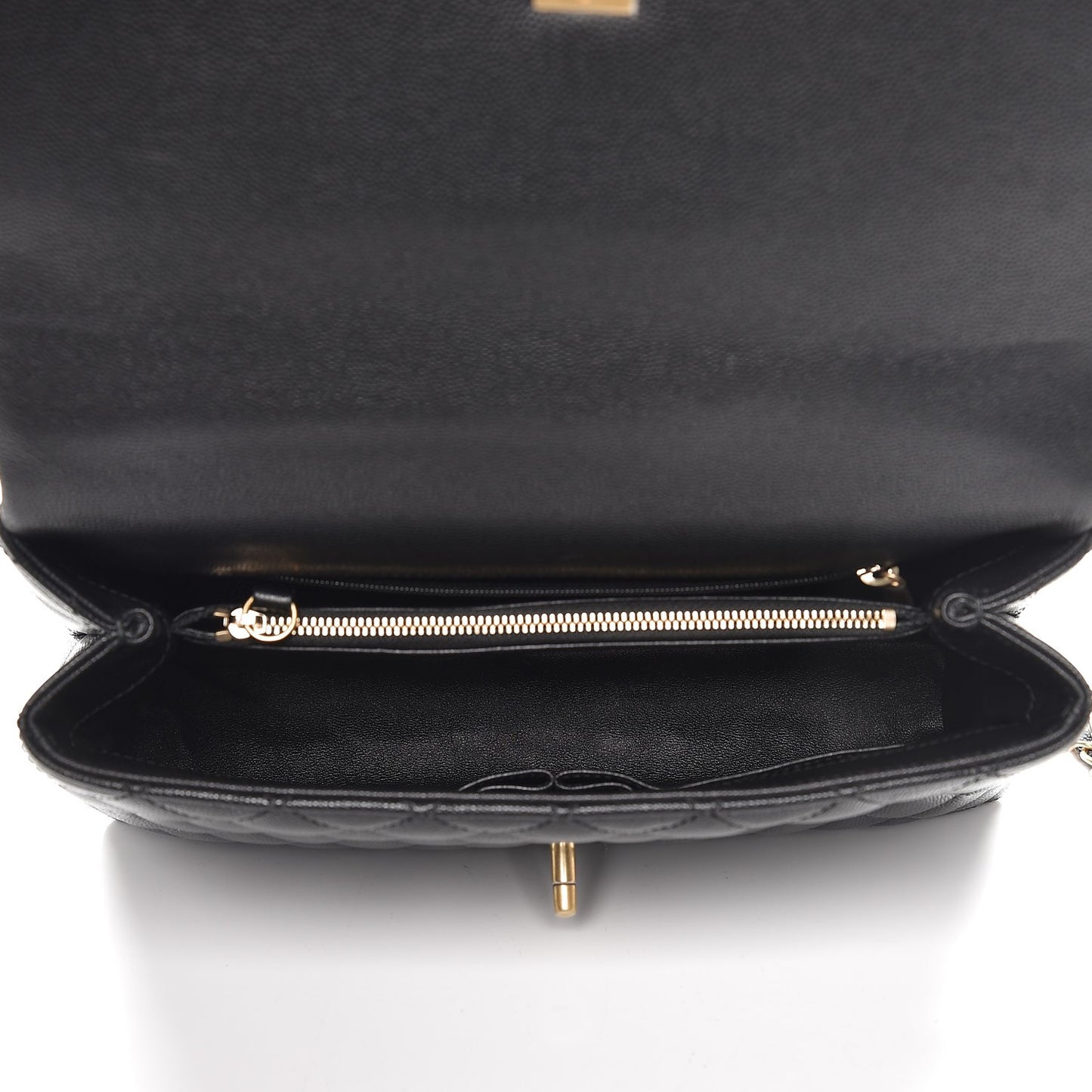 Caviar Lizard Quilted Small Coco Handle Flap Black