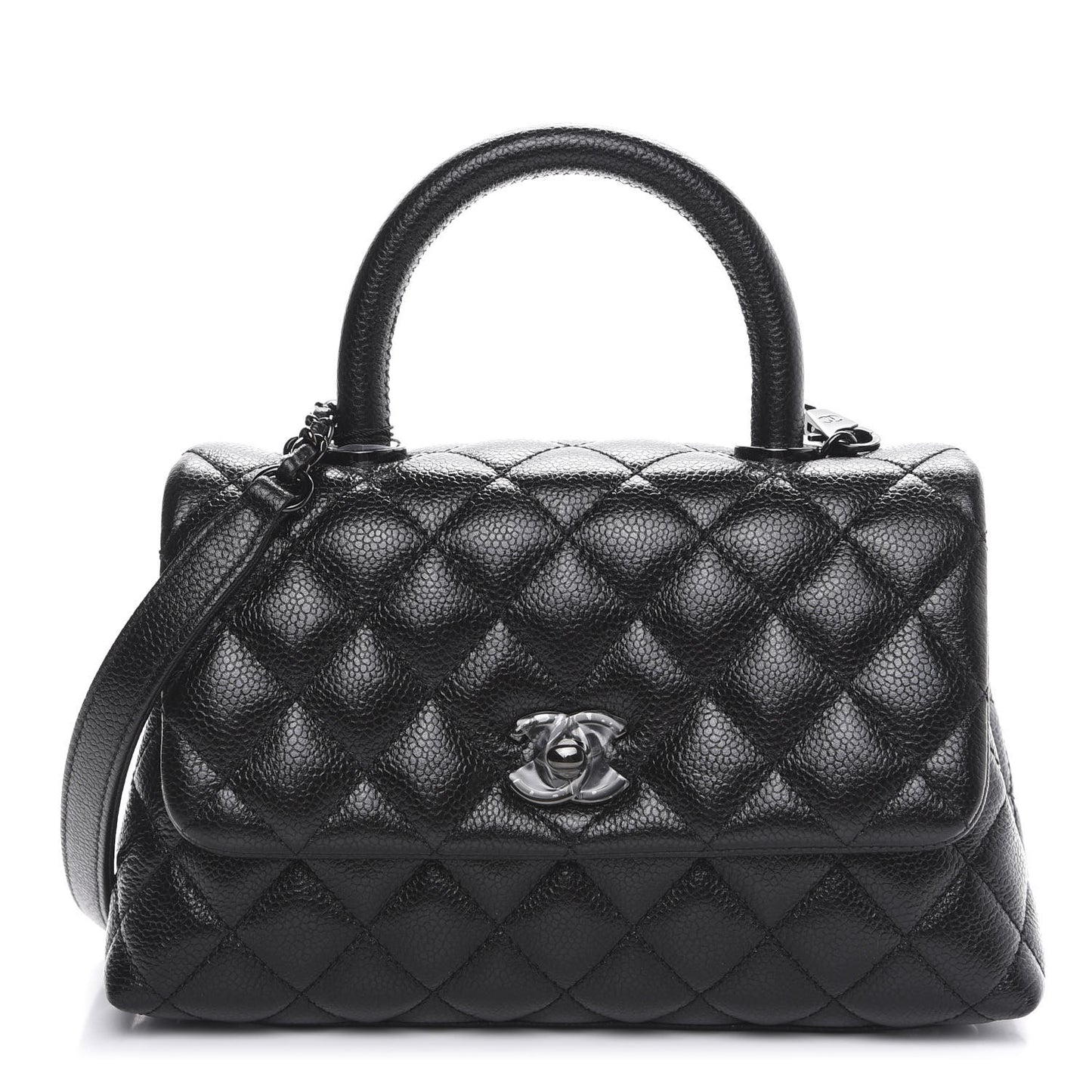 Caviar Quilted Mini Coco Handle Flap So Black