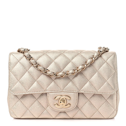 Chanel Metallic Lambskin Quilted Mini Rectangular Flap Gold 1 of 9