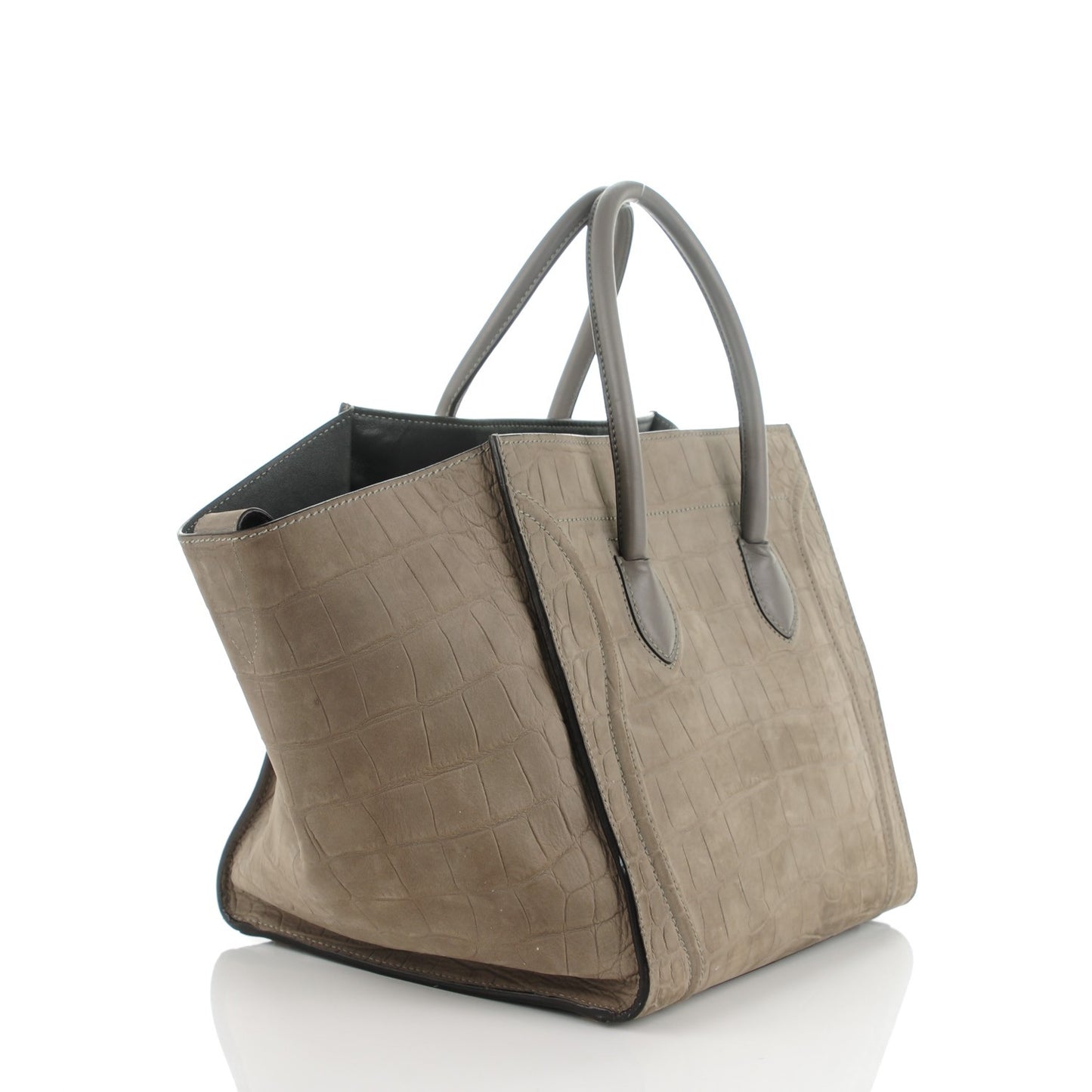 Crocodile Embossed Nubuck Medium Phantom Luggage Grey