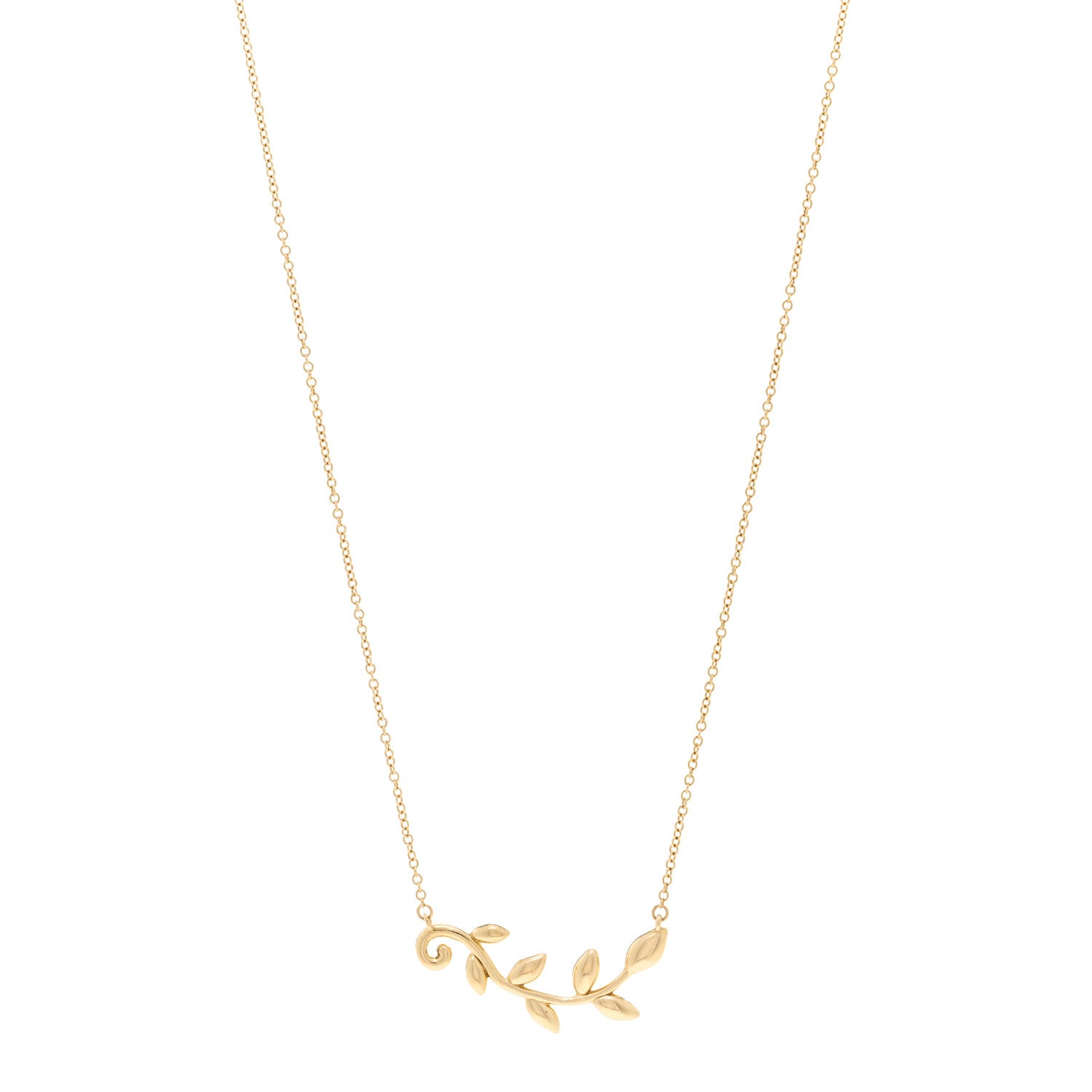 Tiffany 18K Yellow Gold Paloma Picasso Olive Leaf Vine Pendant Necklace 1 of 4