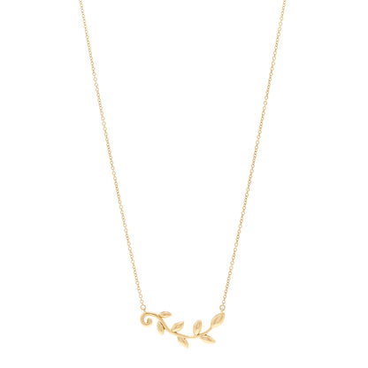 Tiffany 18K Yellow Gold Paloma Picasso Olive Leaf Vine Pendant Necklace 1 of 4