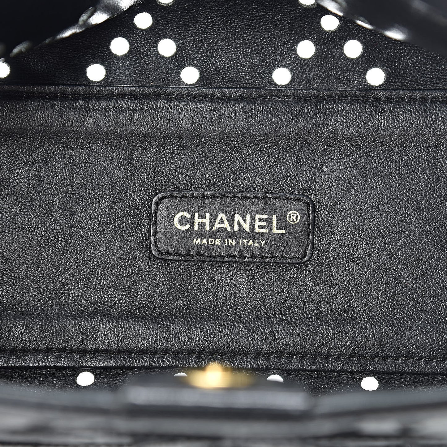 Patent Perforated CC Shopping Tote Black