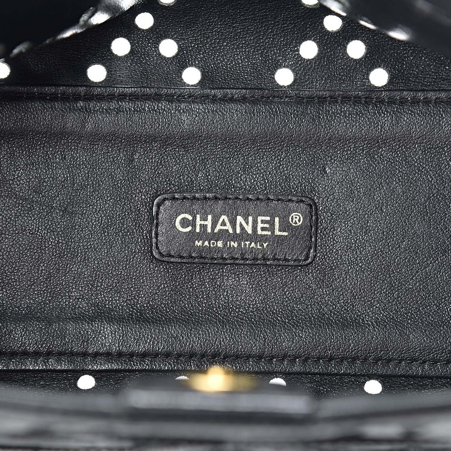 Chanel Patent Perforated CC Shopping Tote Black 6 of 21