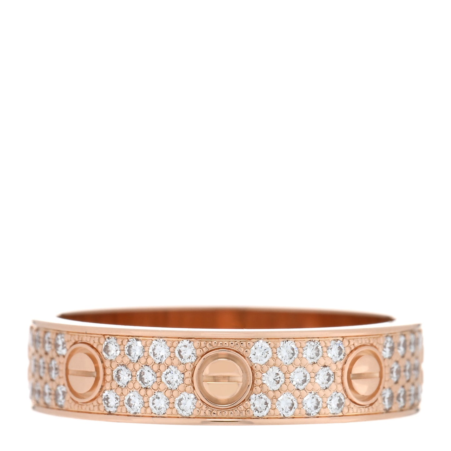 18K Pink Gold Diamond 5mm LOVE Wedding Paved Band Ring 54 7