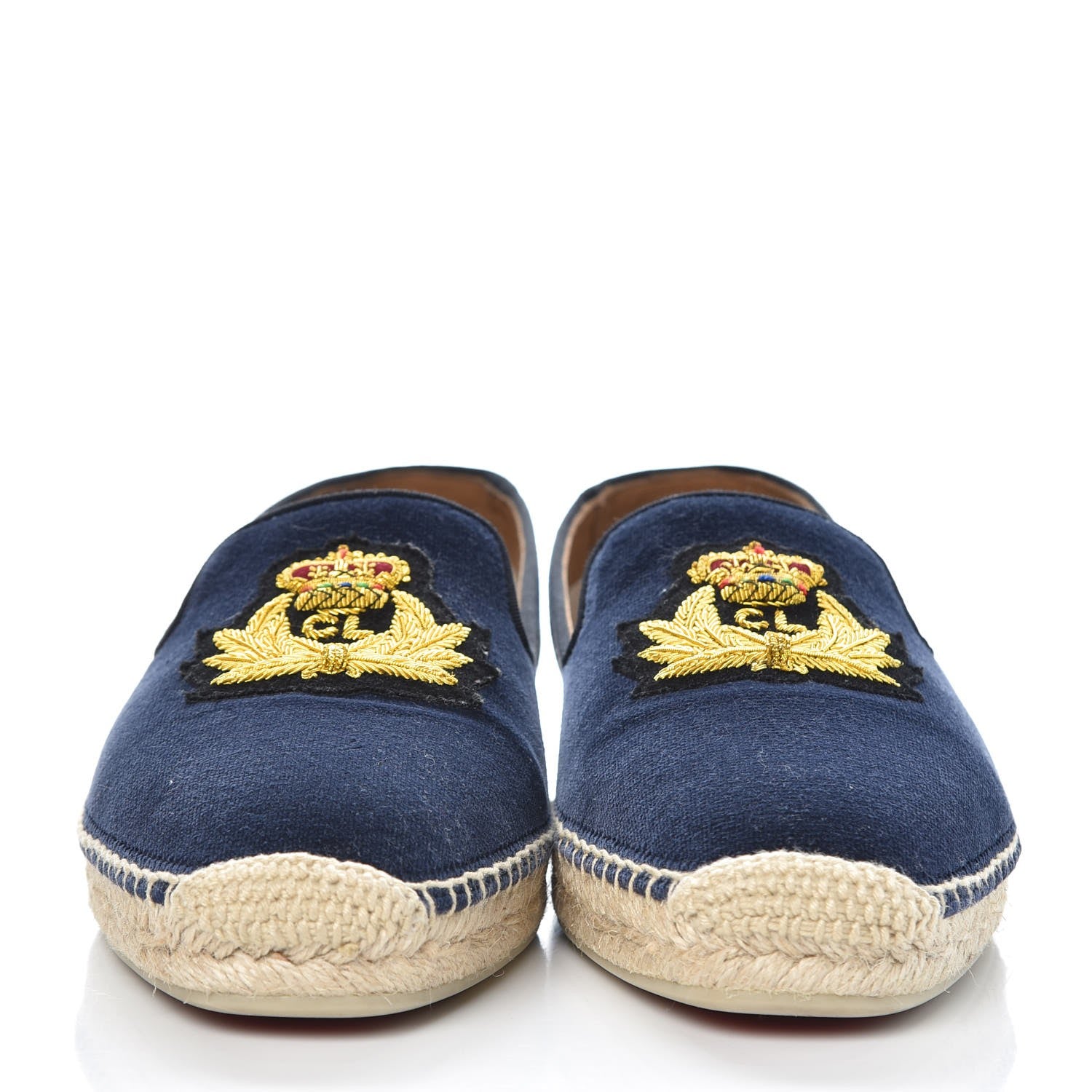 Christian Louboutin Velvet Nanou Orlato Espadrilles 41 Navy Gold 2 of 9