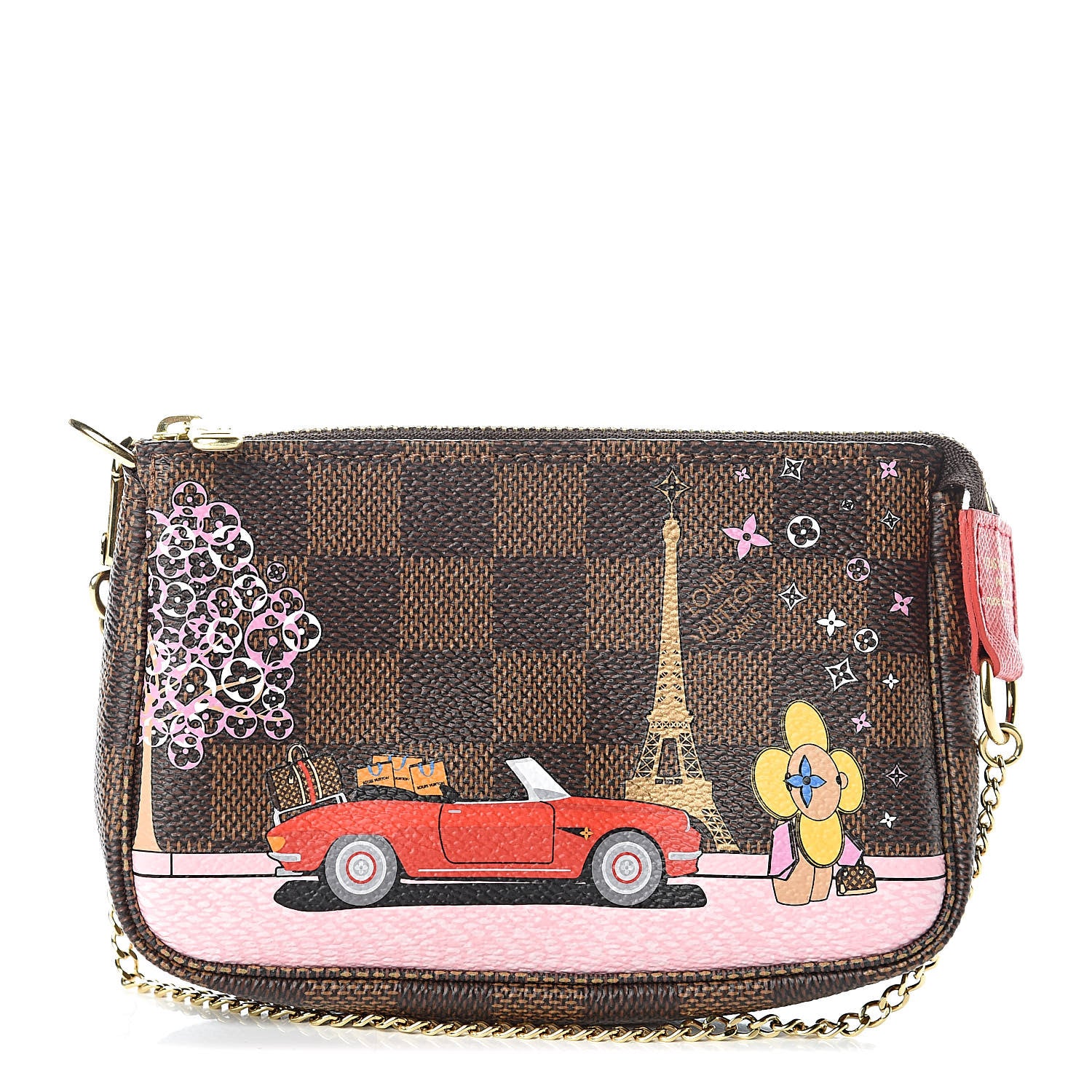 Louis Vuitton Damier Ebene 2019 Christmas Animation Mini Pochette Accessories Red 1 of 7