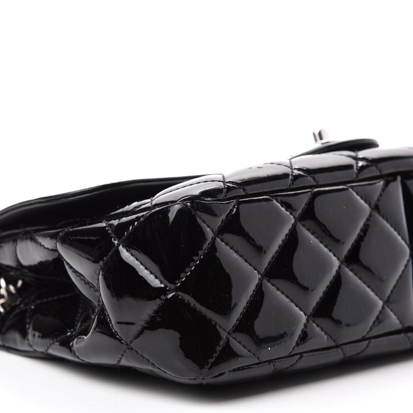 Patent Quilted Large Coco Shine Flap Black