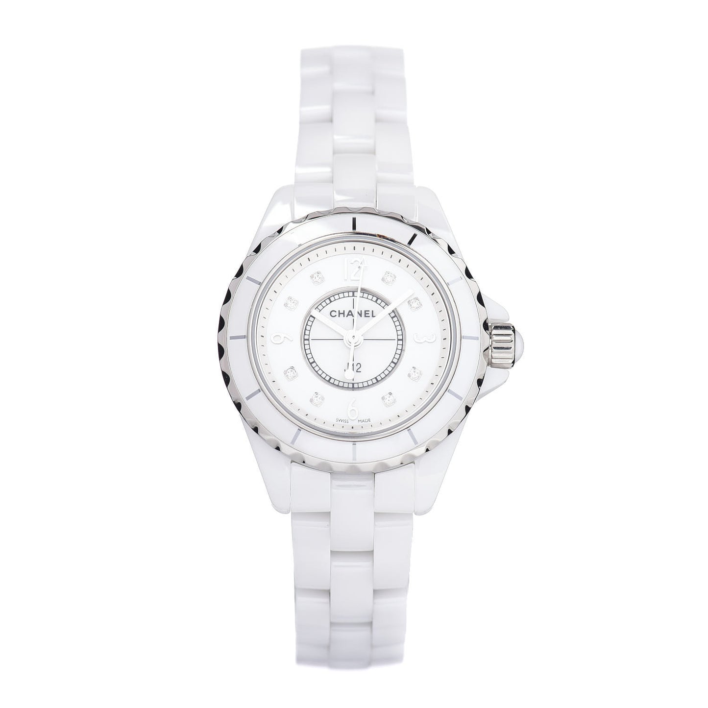Stainless Steel Ceramic Diamond Mother of Pearl 29mm J12 Quartz Watch White