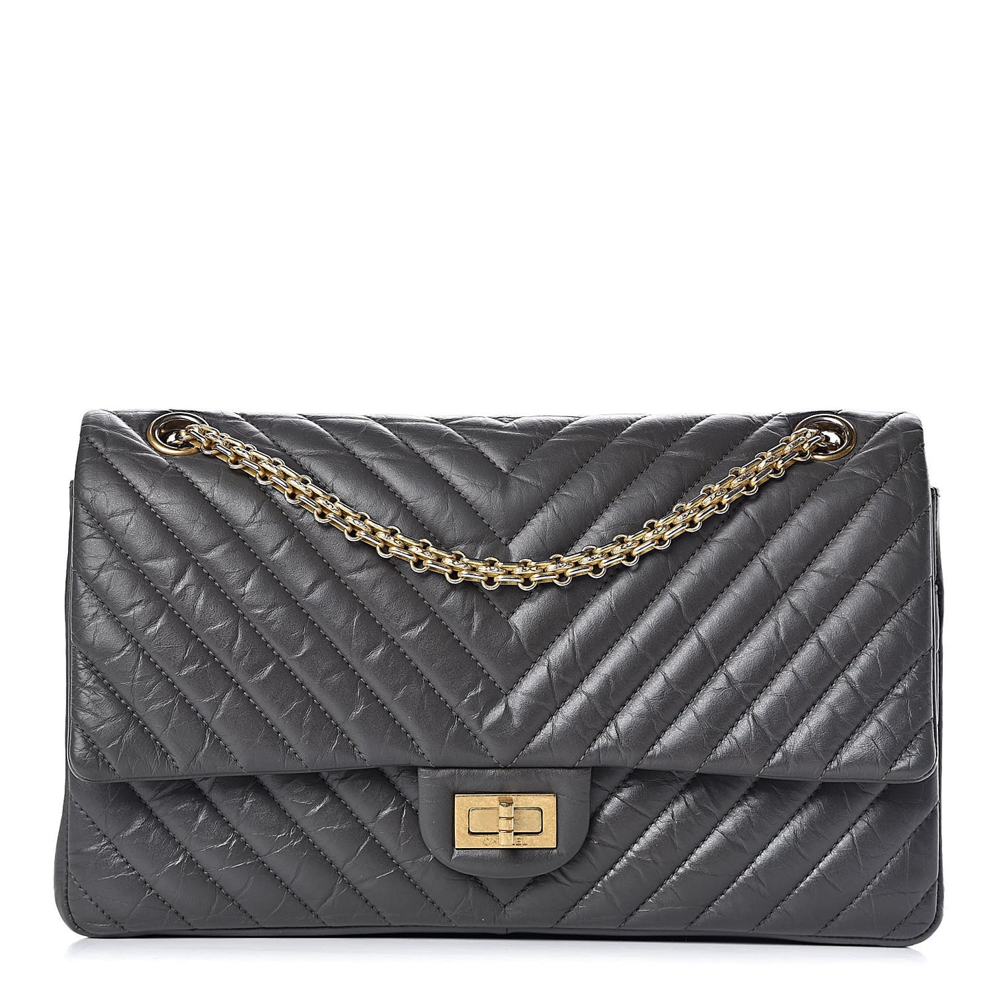 Aged Calfskin Chevron Quilted 2.55 Reissue 226 Dark Grey