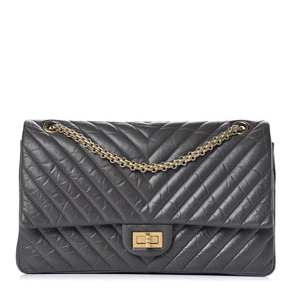 Chanel Aged Calfskin Chevron Quilted 2.55 Reissue 226 Dark Grey 1 of 14