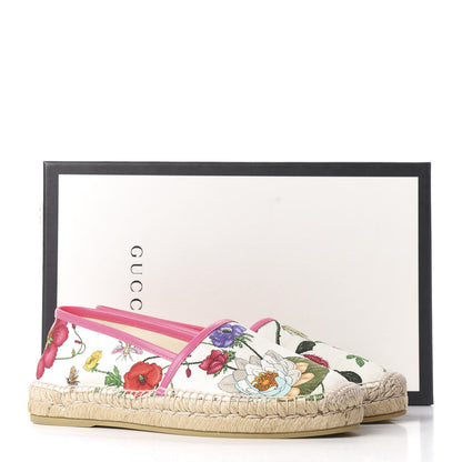 Gucci Canvas Flora Print Espadrilles 38.5 White Multicolor Fuxia 11 of 11