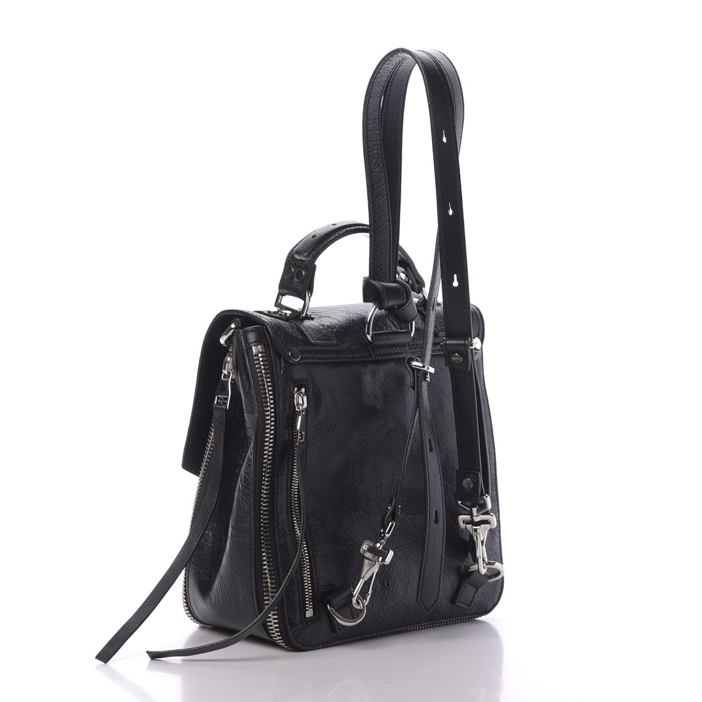 Crackled Lambskin PS1 Plus Zip Backpack Black