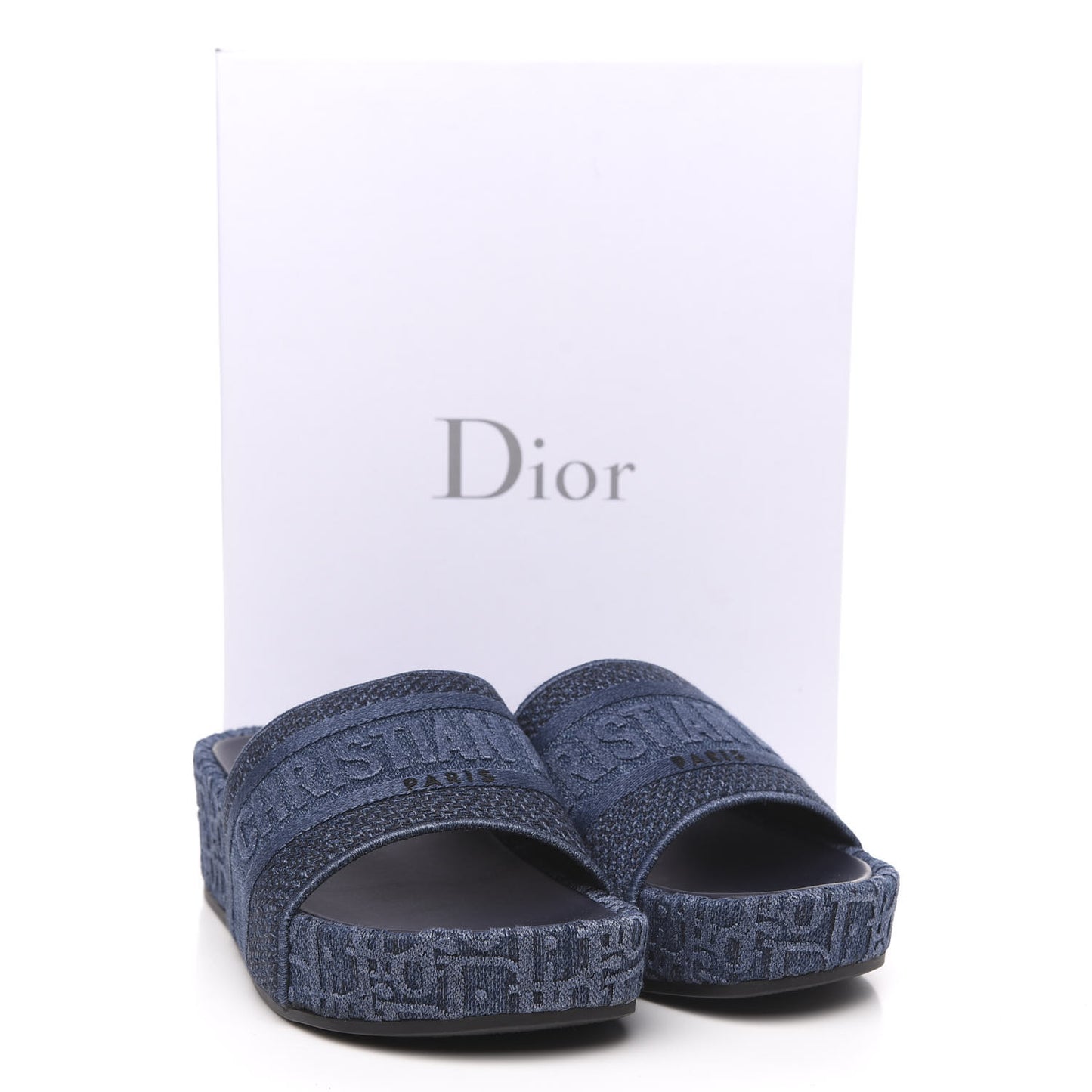 Oblique Denim D-Way Platform Sandal 38 Blue