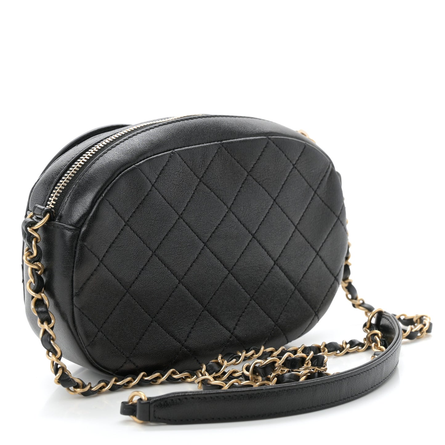 Lambskin Quilted Coco Midnight Camera Case Black