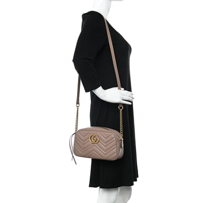 Gucci Calfskin Matelasse Small GG Marmont Chain Shoulder Bag Porcelain Rose 2 of 11