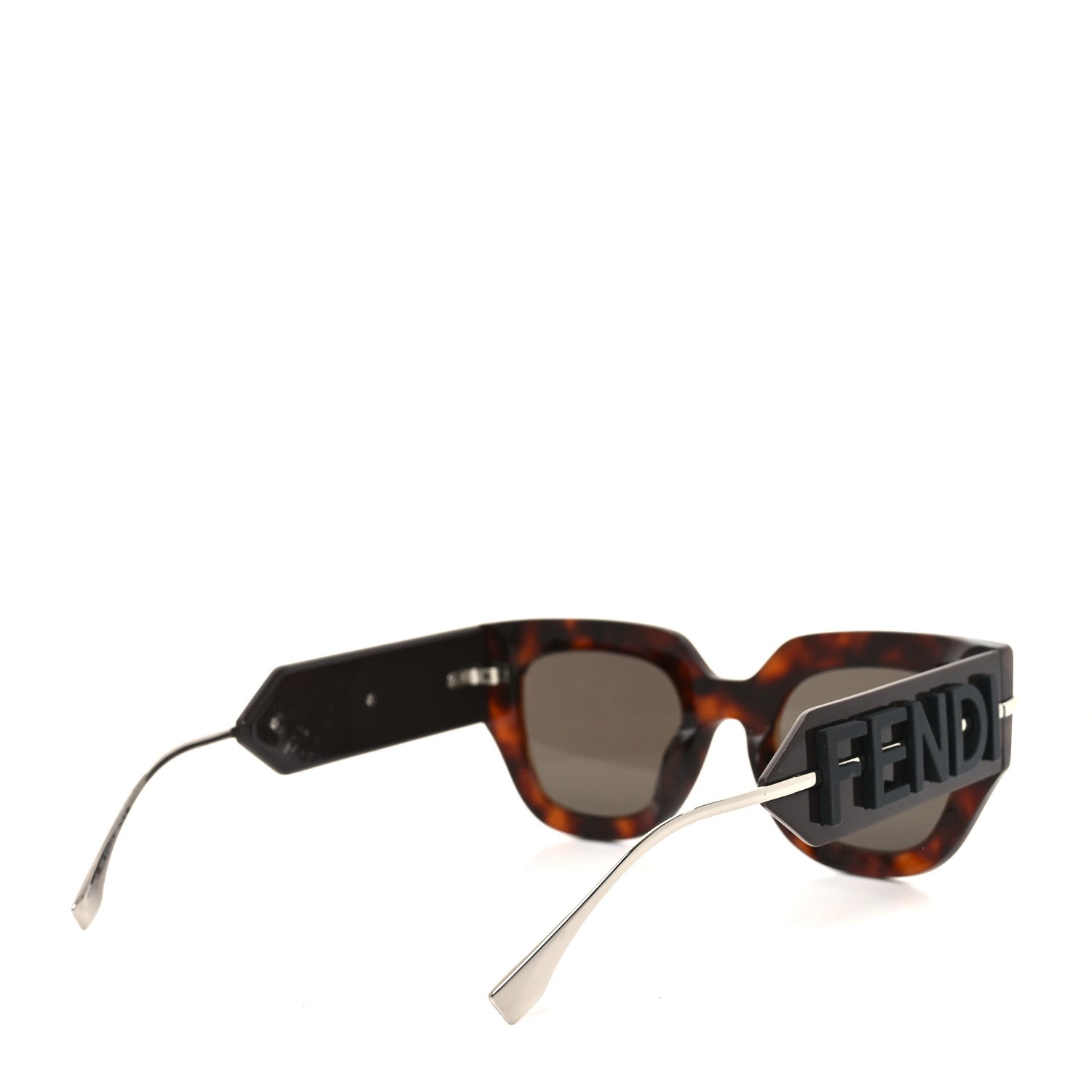 Fendi Acetate Metal Fendigraphy Square Cat Eye Sunglasses FE