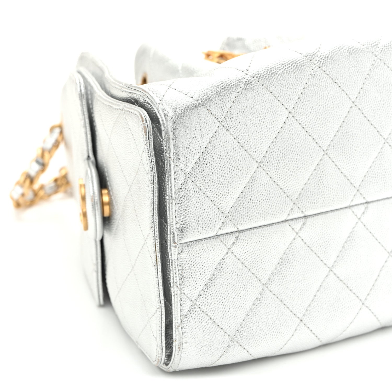 Chanel Metallic Caviar Quilted Small Chanel 25 Handbag Silver 9 of 10