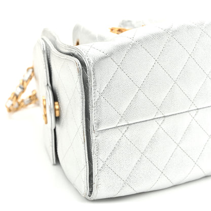 Chanel Metallic Caviar Quilted Small Chanel 25 Handbag Silver 9 of 10