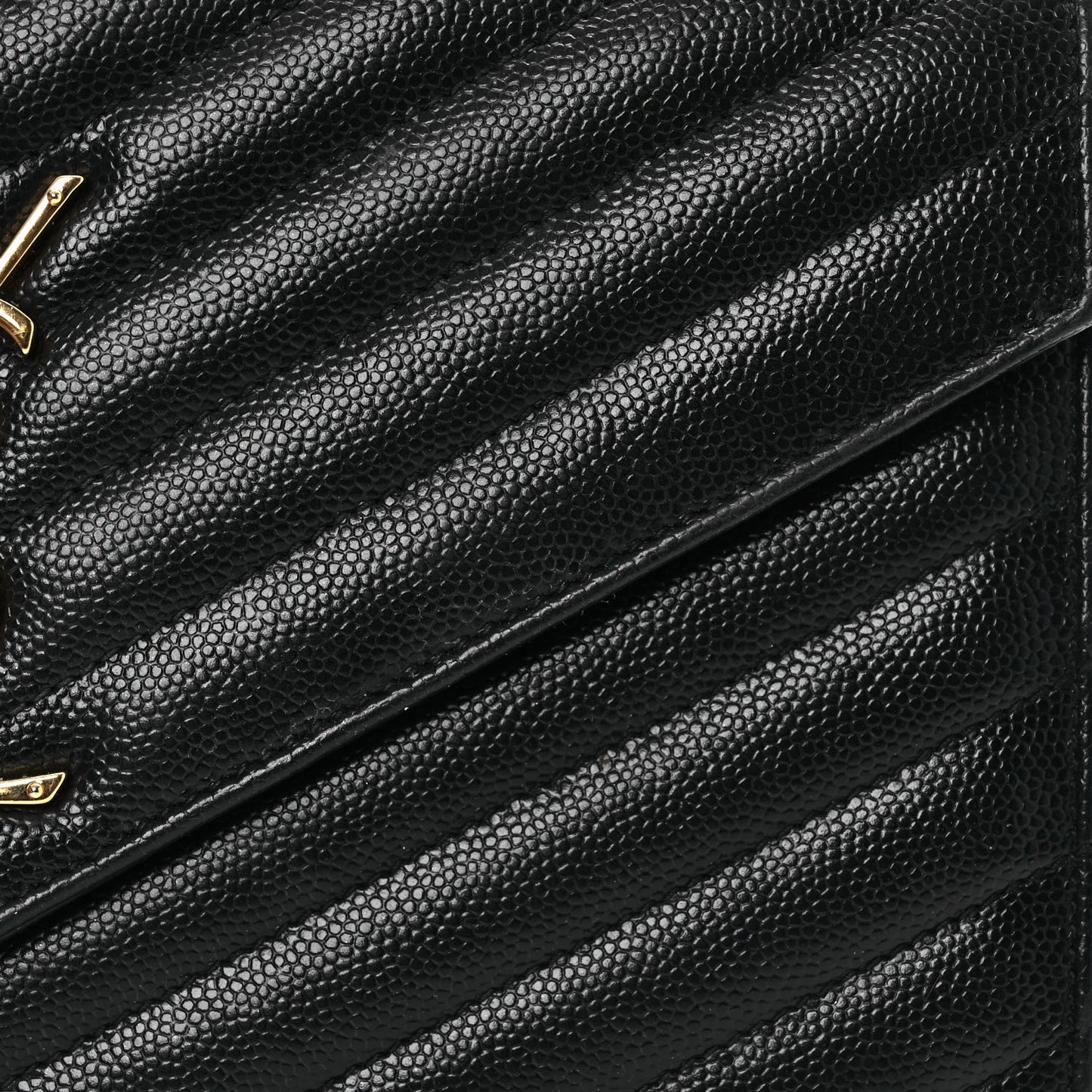 Grain De Poudre Matelasse Chevron Monogram Chain Wallet Black