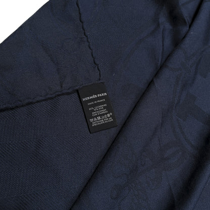 Hermes Cashmere Silk New Libris Poncho bleu de Chine 3 of 4