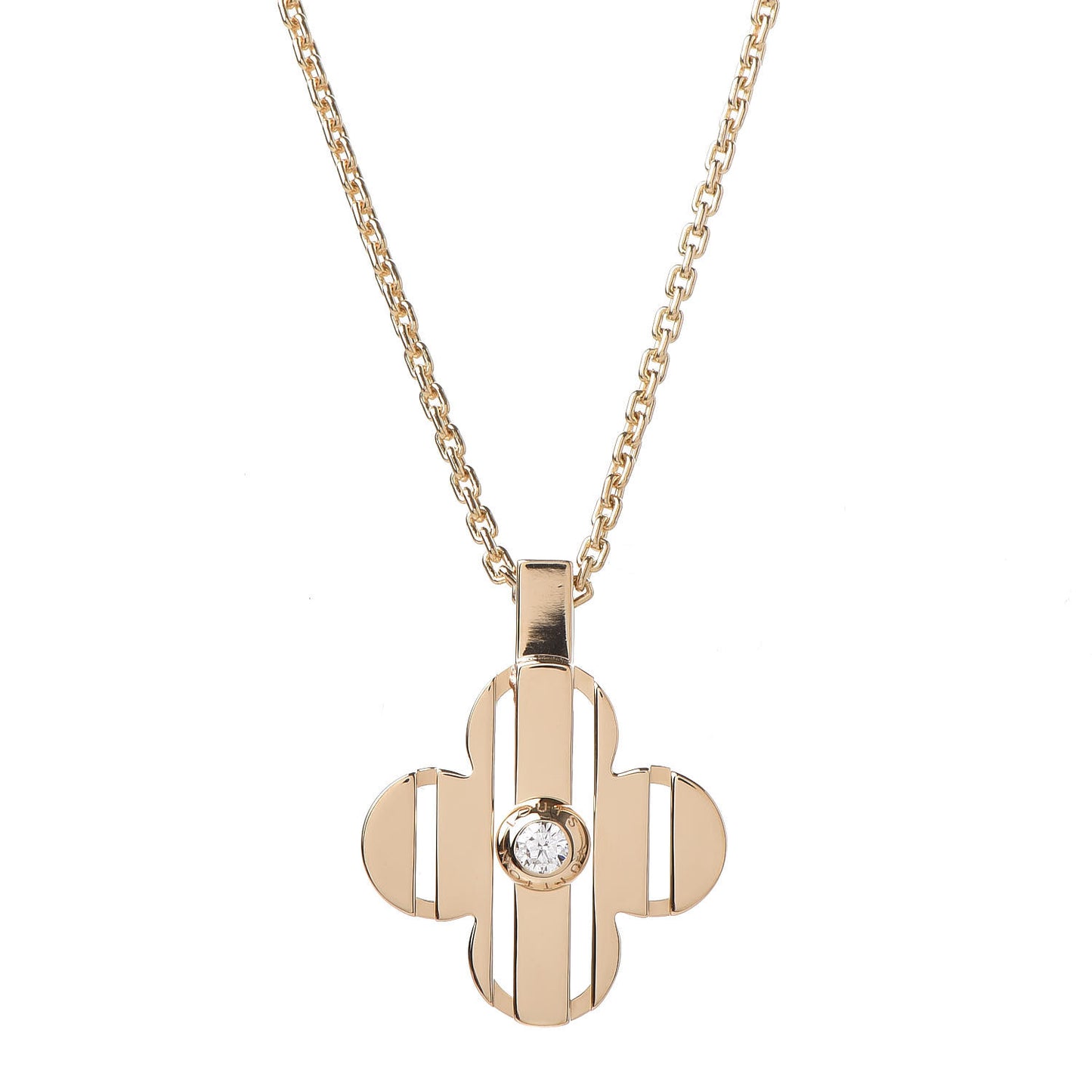18K Yellow Gold Diamond Fleur Pendant Necklace