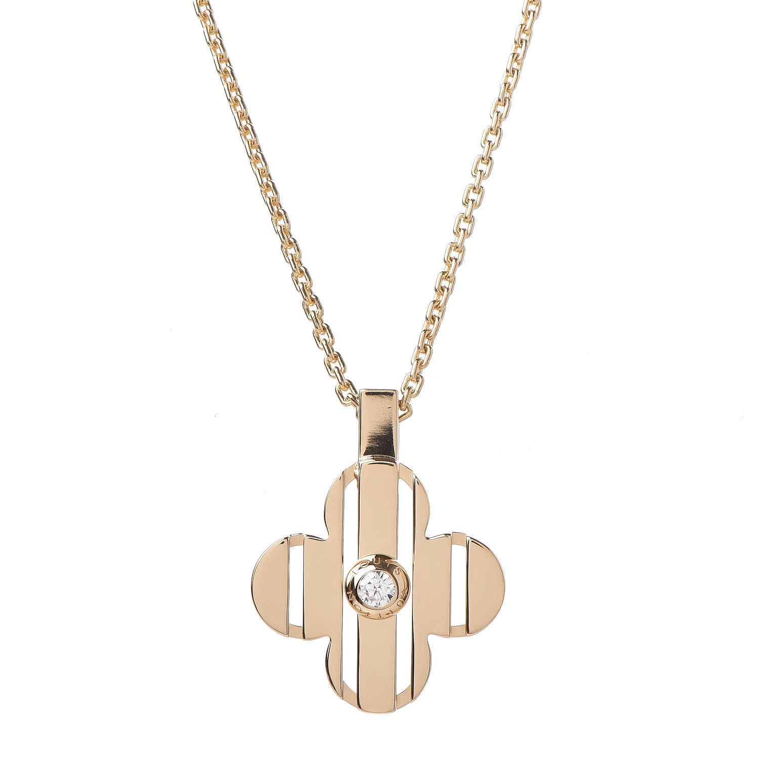 Louis Vuitton 18K Yellow Gold Diamond Fleur Pendant Necklace 4 of 6