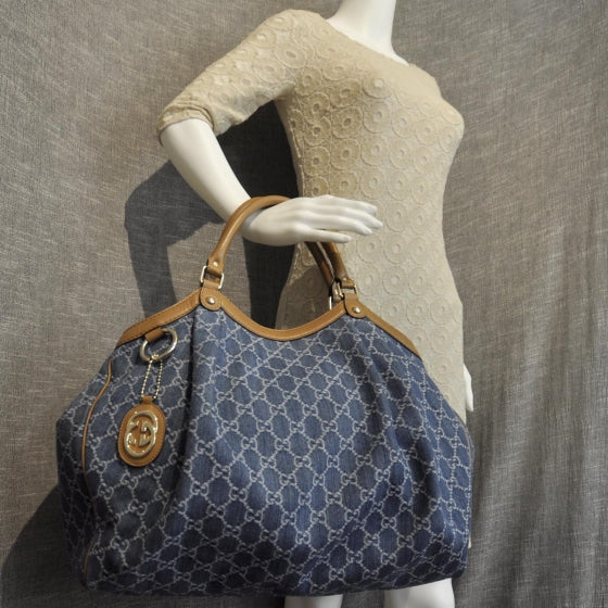 Gucci Denim Monogram Large Sukey Tote 2 of 10