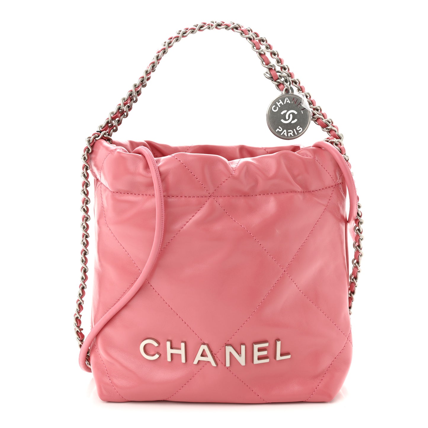 Shiny Calfskin Quilted Mini Chanel 22 Pink