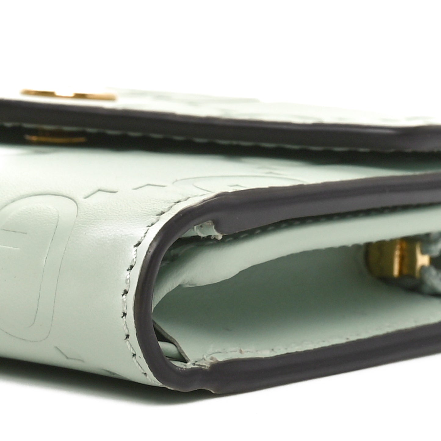 Gilbert Calfskin Jumbo GG Embossed Tri-Fold Wallet Salvy Green