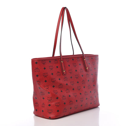 MCM Visetos Medium Anya Shopper Tote Ruby Red 3 of 12