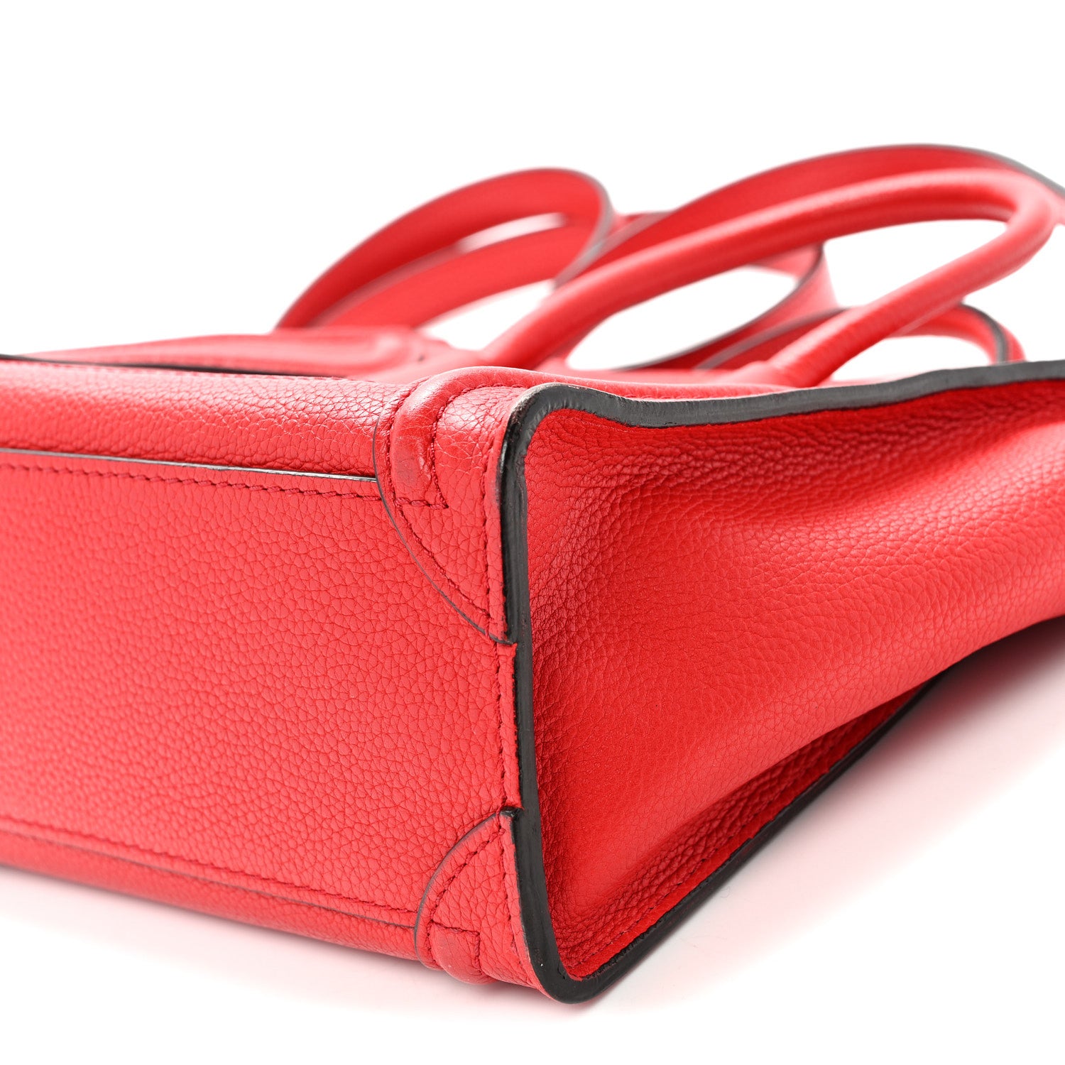 Celine Drummed Calfskin Nano Luggage Vermillion 10 of 10